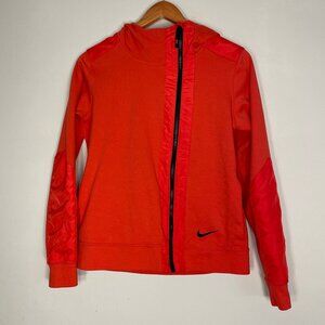 Nike Hoodie Womens Small Orange Logo Swoosh Full Zip Long Sleeve Sweatshirt